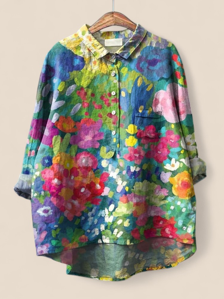 Maria - Chic Vintage Floral Print Shirt