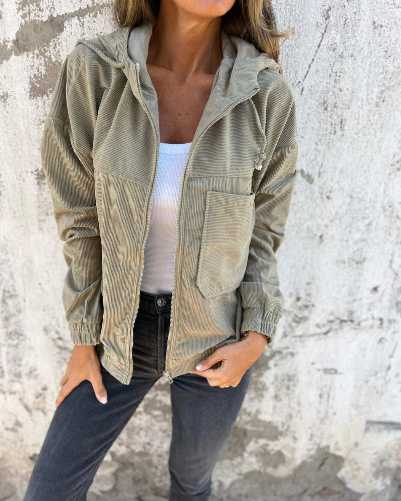 By Ophelia™ | Cord Jacket with Zipper