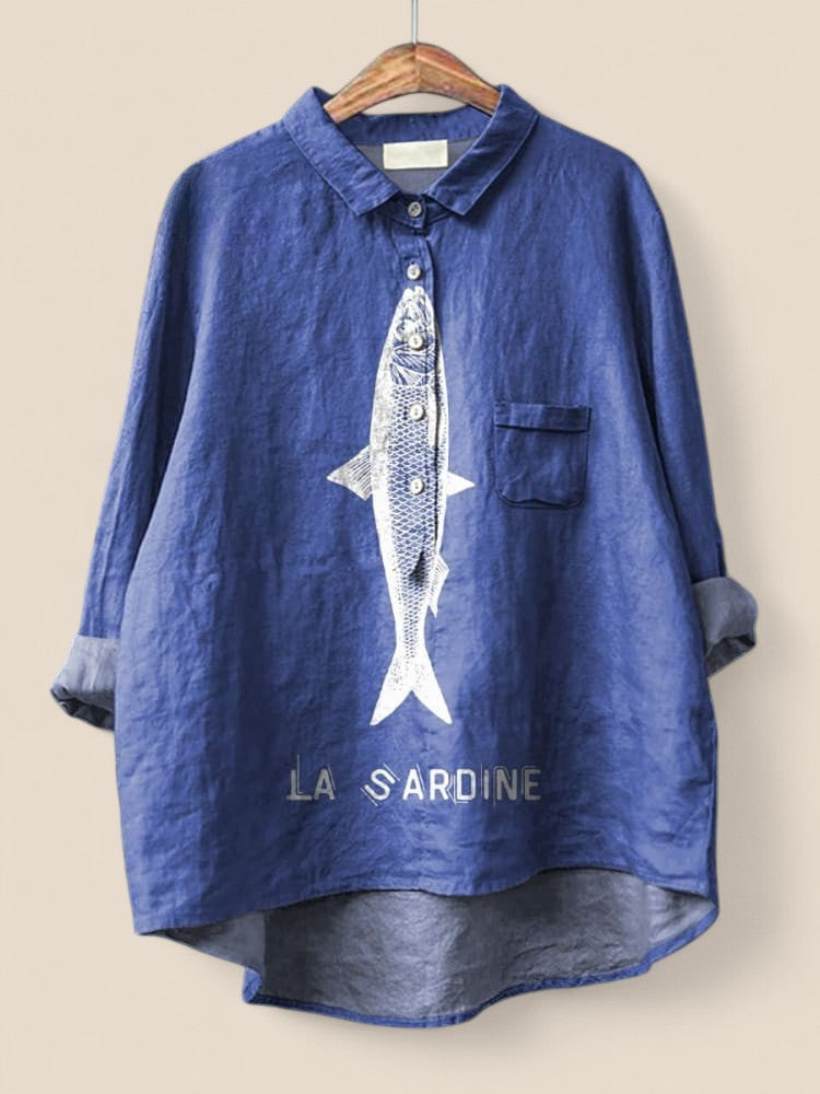 Mackenzie - Stylish Fish Print Cotton Shirt