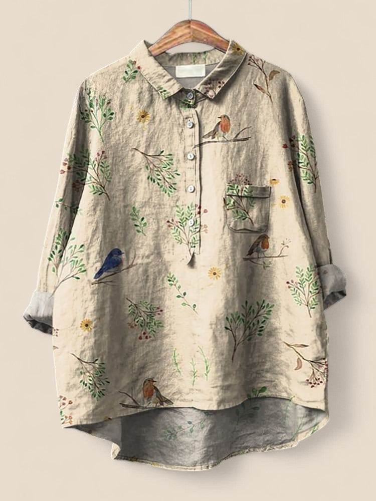 Brooke - Boughs And Robin Birds Pattern Shirt