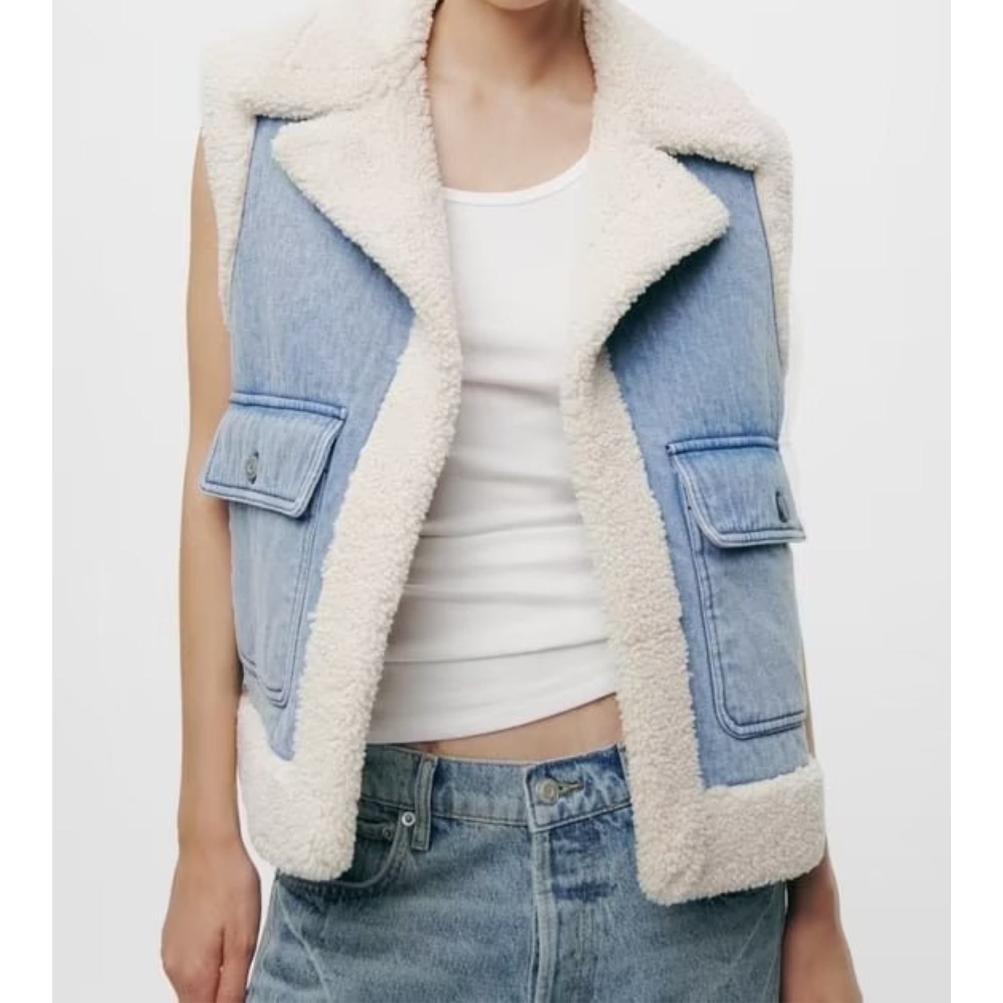 By Ophelia™ | | Denim and Sheepskin Jacket
