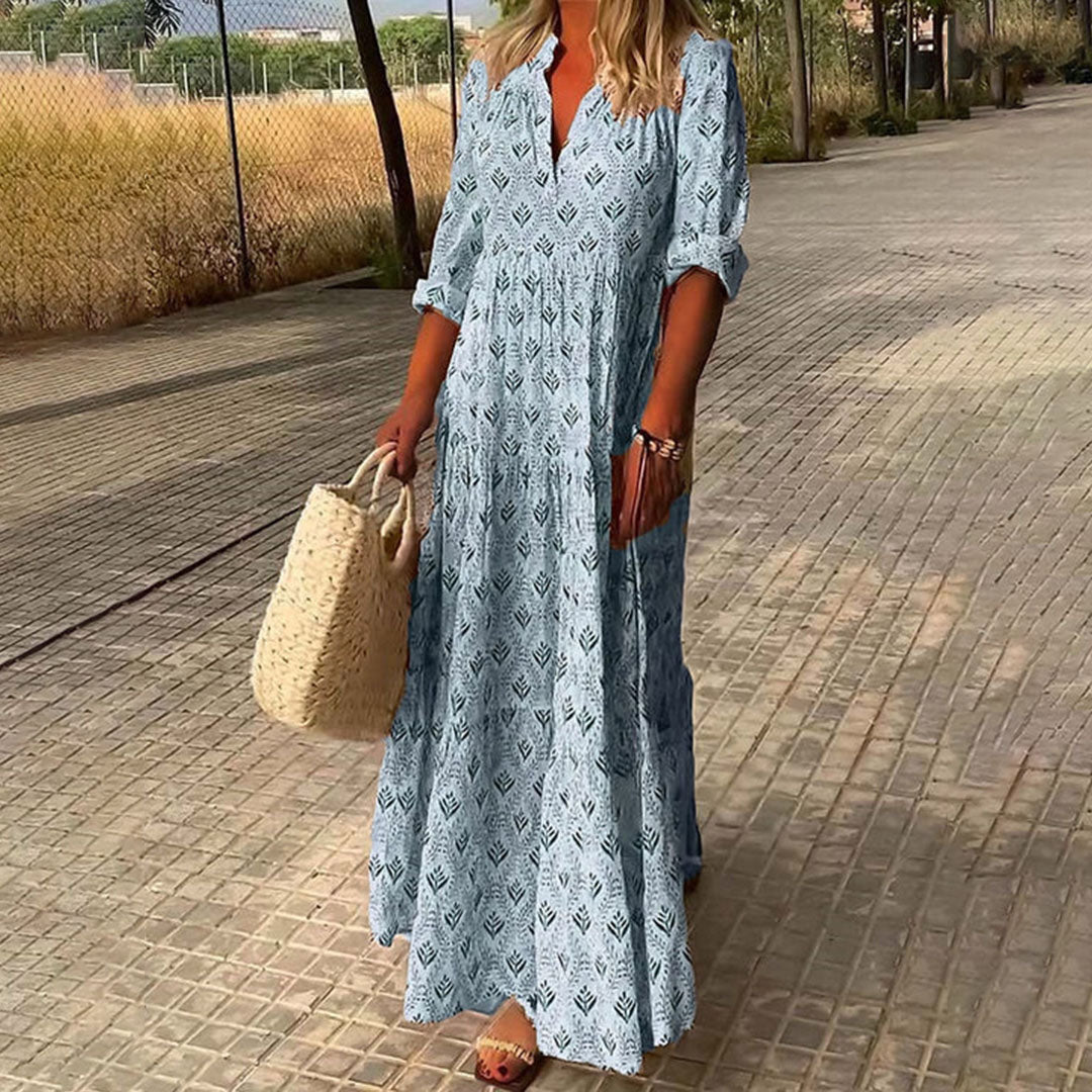 Grace - Long Sleeve Dress with Boho Print 