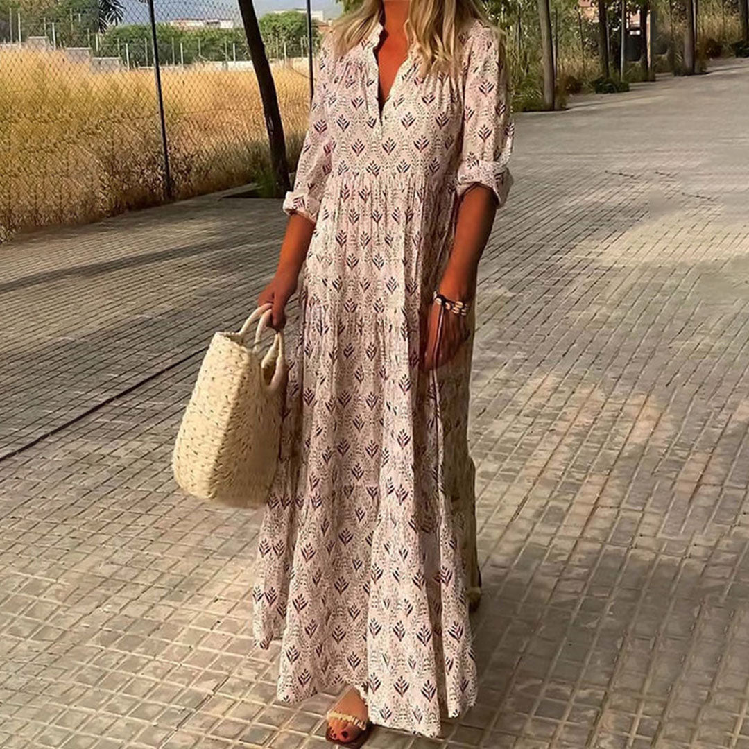 Grace - Long Sleeve Dress with Boho Print 