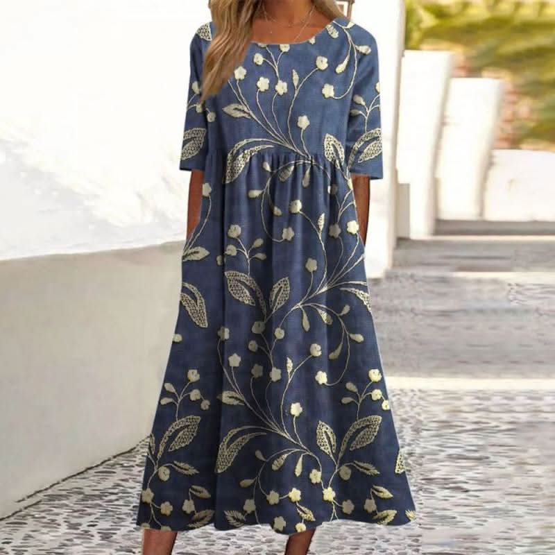 Wendy – Embroidered Relaxed Midi Dress 