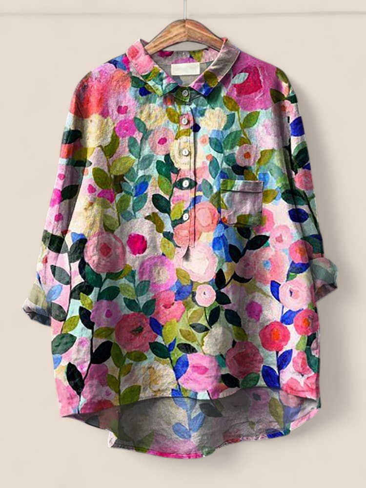 Maya - Fresh Spring Floral Garden Print Shirt