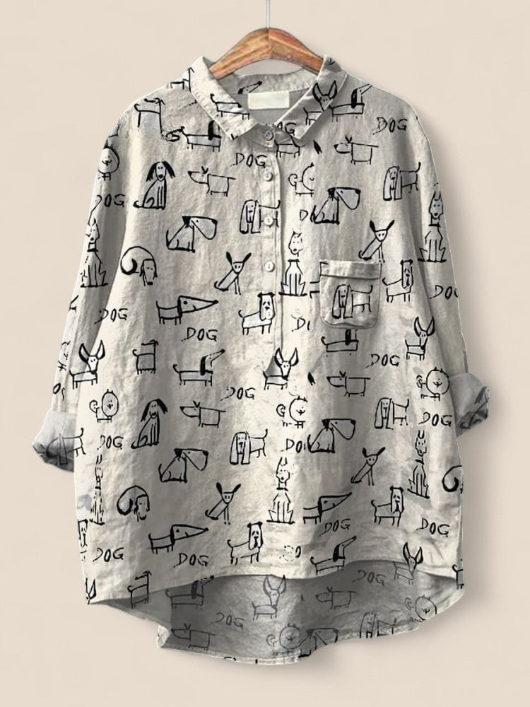 Ava - Cute Playful Dog Print Shirt