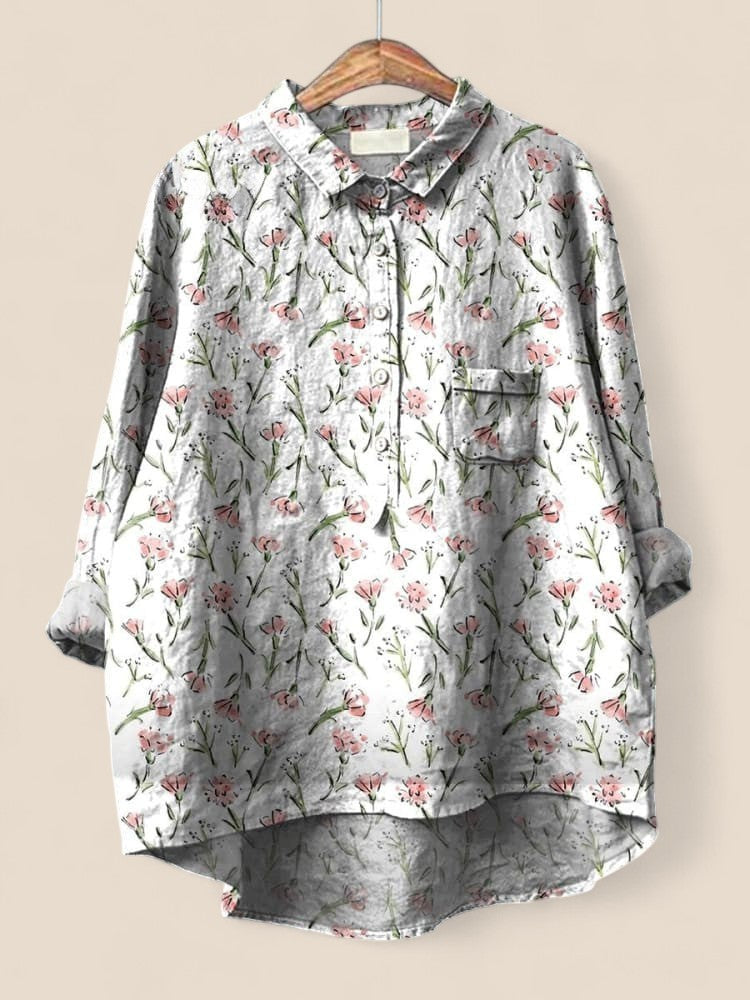 Audrey - Casual Pink Floral Repeat Print Shirt