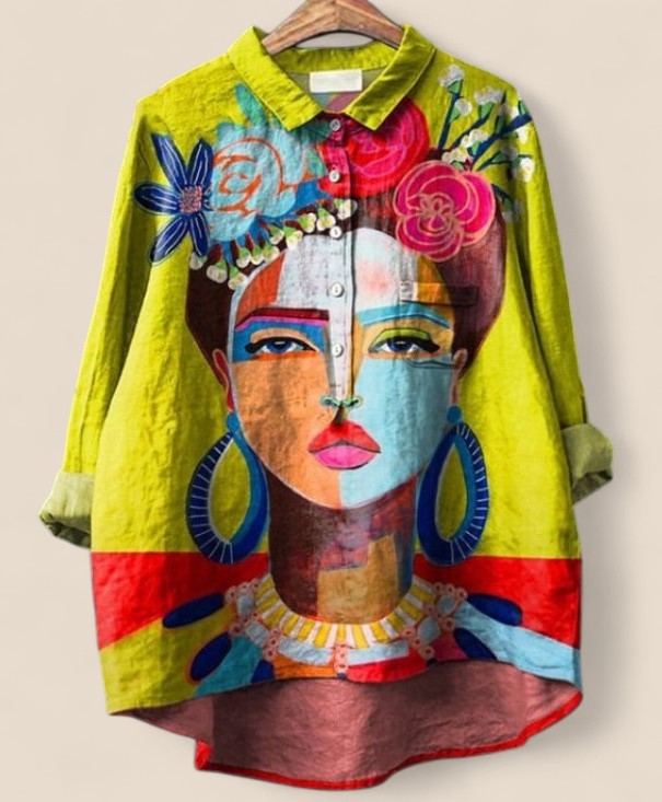 Jocelyn - Unique Oil Painting Inspired Cotton-Linen Shirt